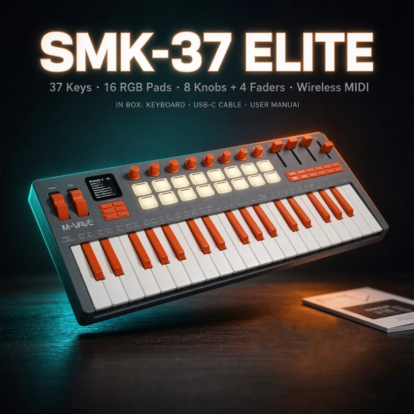 لوحة مفاتيح MIDI لاسلكية M-VAV - مراجعة Midi Controller Pad وسعره